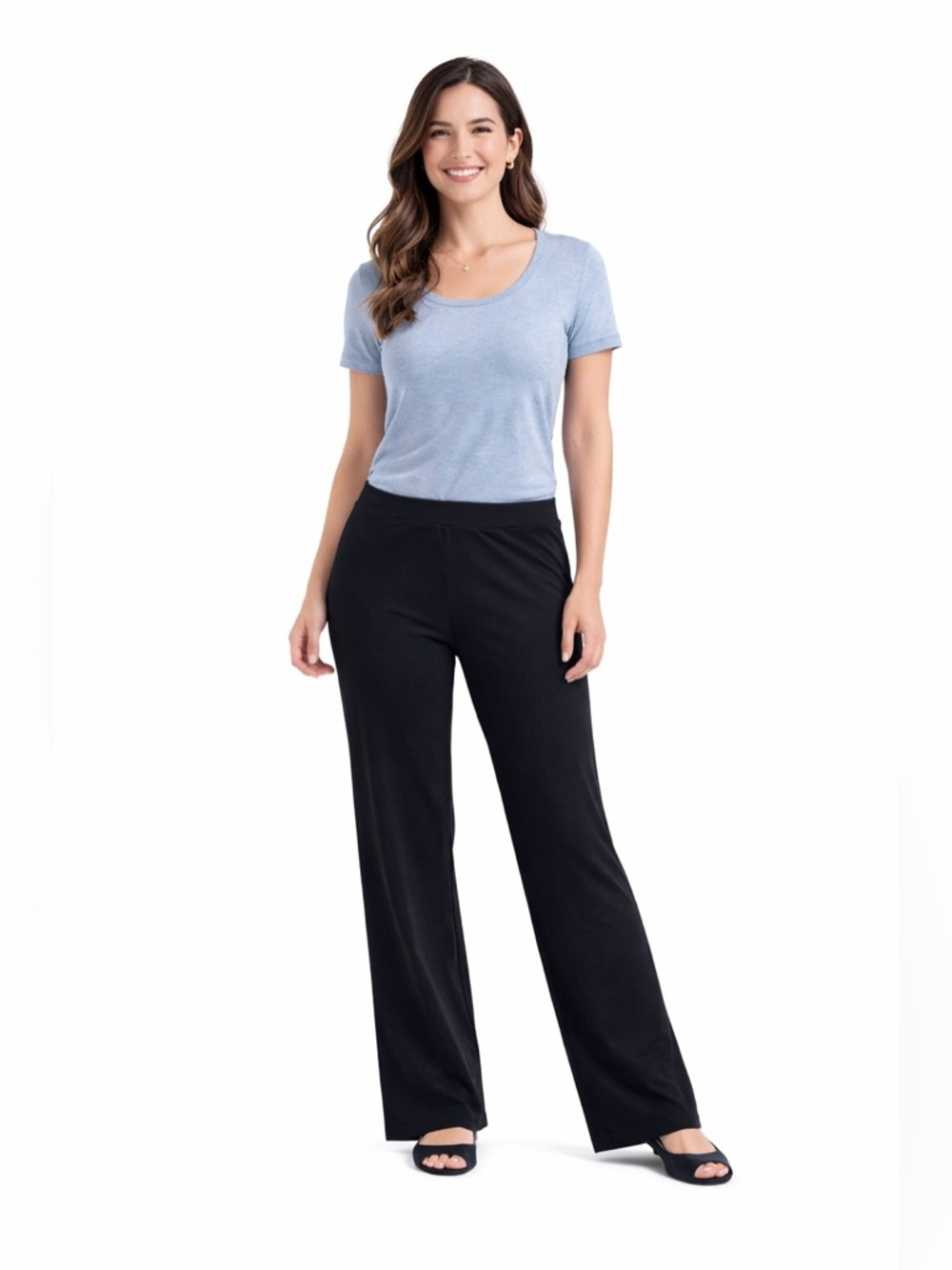 Clara Sunwoo Black Wide Leg Pull On Pants‎ XL Stretch Work Office Minimalist